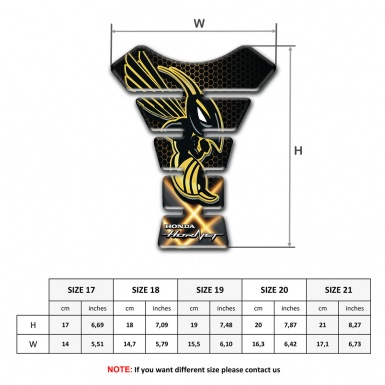 Honda Tank Pad Protector Hornet Logo Orange Lights Style 