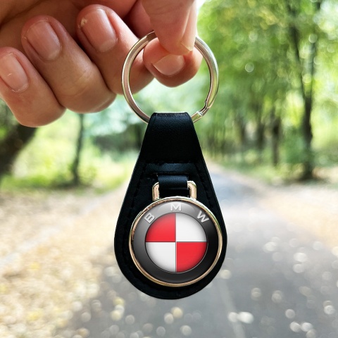 BMW Key Chain Leather Red White Logo