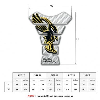 Honda Tank Pad Protector White carbon Style Hornet Logo 