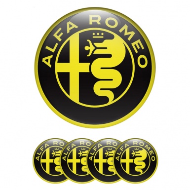 Alfa Romeo Emblems for Wheel Center Caps Yellow Logo Style