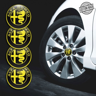 Alfa Romeo Emblems for Wheel Center Caps Yellow Logo Style