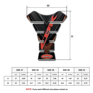 Honda Tank Pad Protector Black Brown Base CBR Style 