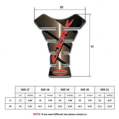 Honda Tank Protector Bronze Motife Design CBR Logo 