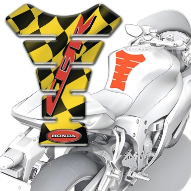 Honda Tank Protector Black Yellow Squares CBR Logo 