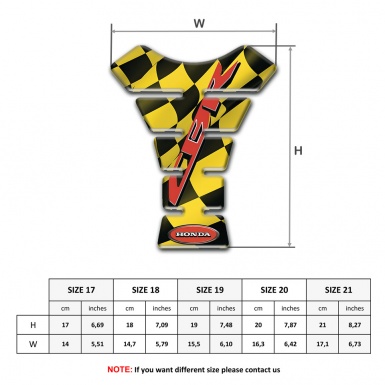 Honda Tank Protector Black Yellow Squares CBR Logo 