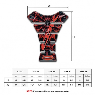 Honda Tank Protector 3D Red Spider Web Design CBR Style 