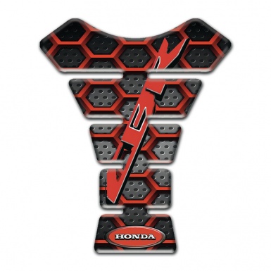 Honda Tank Guard Pads Red Hexagon Grid Design CBR Logo 