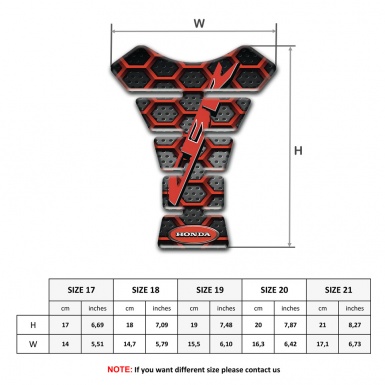Honda Tank Guard Pads Red Hexagon Grid Design CBR Logo 