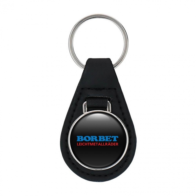 Borbet Key Fob Leather Navy Red Design Logo