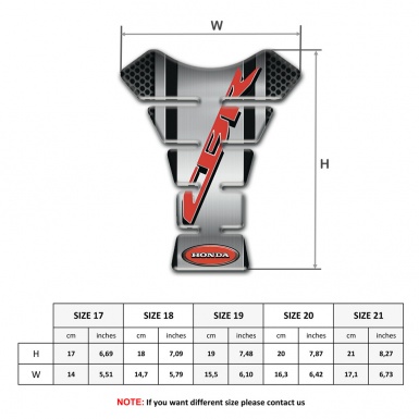 Honda Tank Pad Protector Met5al Central Panel Effect CBR Logo Style 