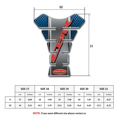 Honda Tank Pad Protector Blue Perforated Design CBR Style