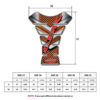 Honda Tank Pad Protector Gray and Copper Colors Design CBR Logo 