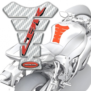 Honda Tank Pad Motorbike White Carbon Base Red CBR Logo 
