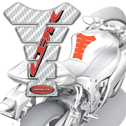 Honda Tank Pad Motorbike White Carbon Base Red CBR Logo 
