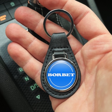Borbet Leather Keychain Navy White Design