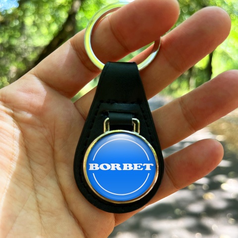 Borbet Leather Keychain Navy White Design