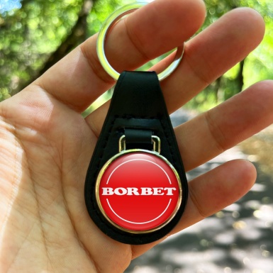 Borbet Leather Keychain Red White Design