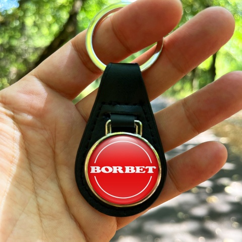 Borbet Leather Keychain Red White Design