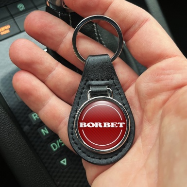 Borbet Leather Keychain Red Carbon Design