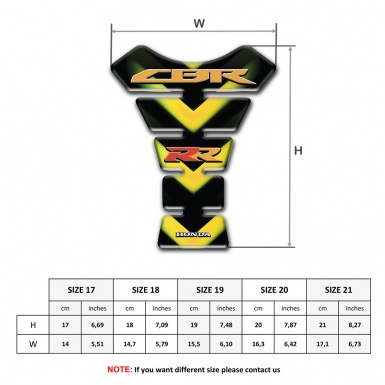 Honda Tank Pad Protector Yellow V Shape Decopration CBR RR Logo 