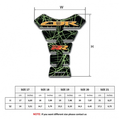 Honda Tank Guard Pads Black with Green Spider Web Style CBR RR Logo 