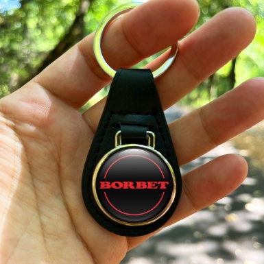 Borbet Keyring Holder Leather Black Red Design