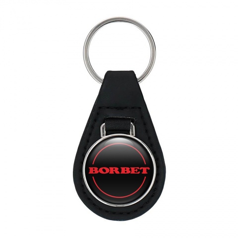 Borbet Keyring Holder Leather Black Red Design