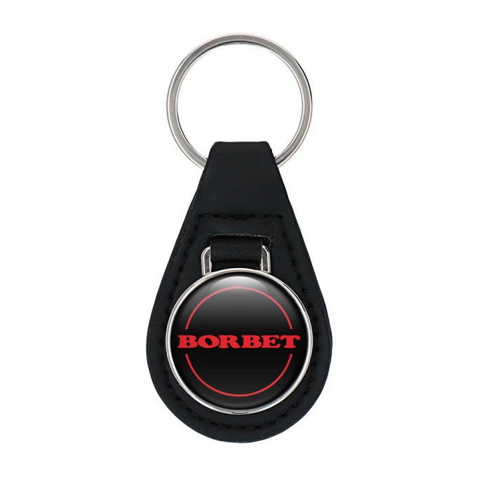 Borbet Keyring Holder Leather Black Red Design