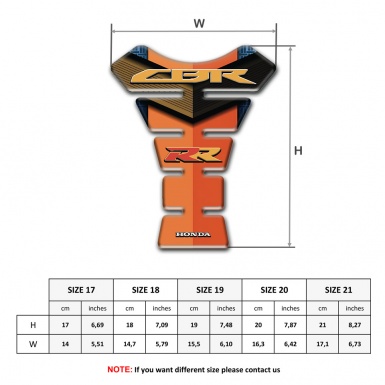 Honda Tank Pad Protector CBR RR Logo Orange Motif Design Model 