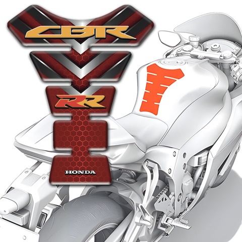 Honda Tank Pad Protector Red Base with Silver V Shape Details Design RR Style 