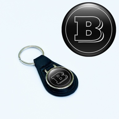 Brabus Leather Keychain Black White Classic Design