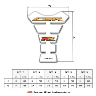Honda Tank Guard Pads White Base CBR RR logo 