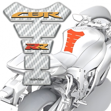 Honda Tank Pad Motorbike White Carbon Style CBR RR Logo 