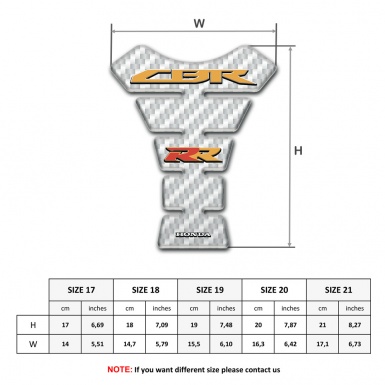 Honda Tank Pad Motorbike White Carbon Style CBR RR Logo 