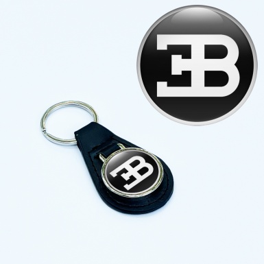 Bugatti Key Chain Leather Black Classic Design