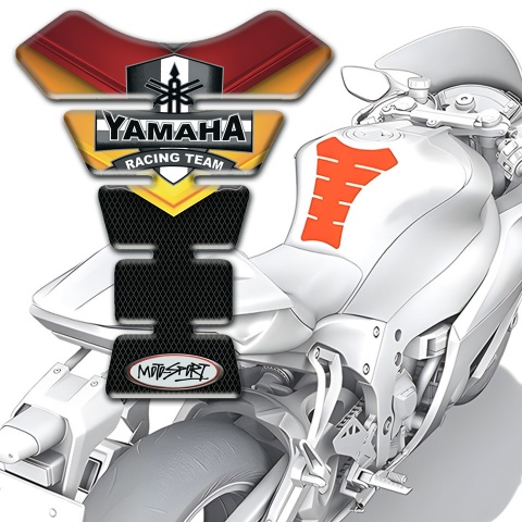 Yamaha Tank Guard Pads Fire motif Design Racing Team Logo 