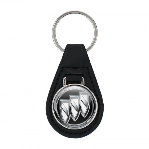Buick Key Fob Leather Black Classic White Logo