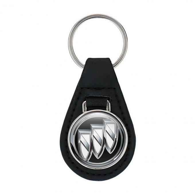 Buick Key Fob Leather Black Classic White Logo