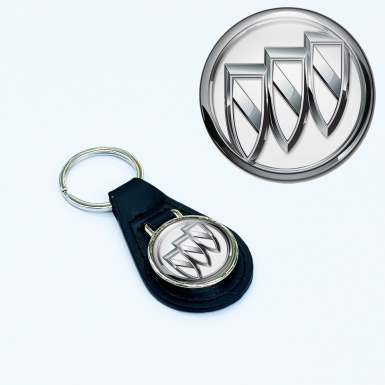 Buick Key Fob Leather White Classic Logo