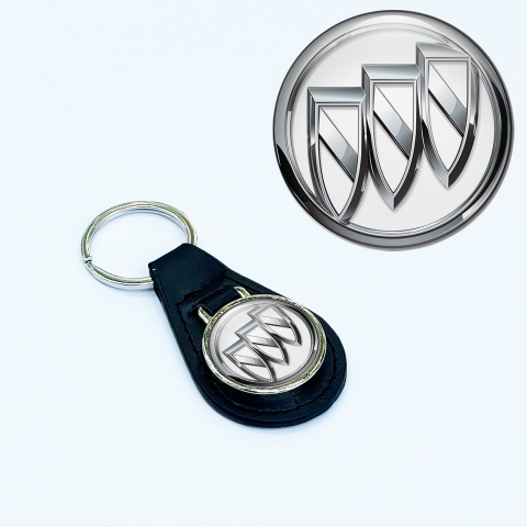 Buick Key Fob Leather White Classic Logo