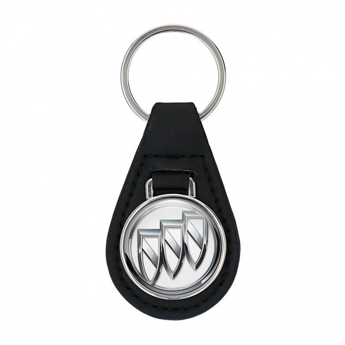 Buick Key Fob Leather White Classic Logo