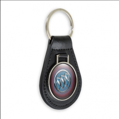 Buick Leather Keychain Red Blue Chrome Design
