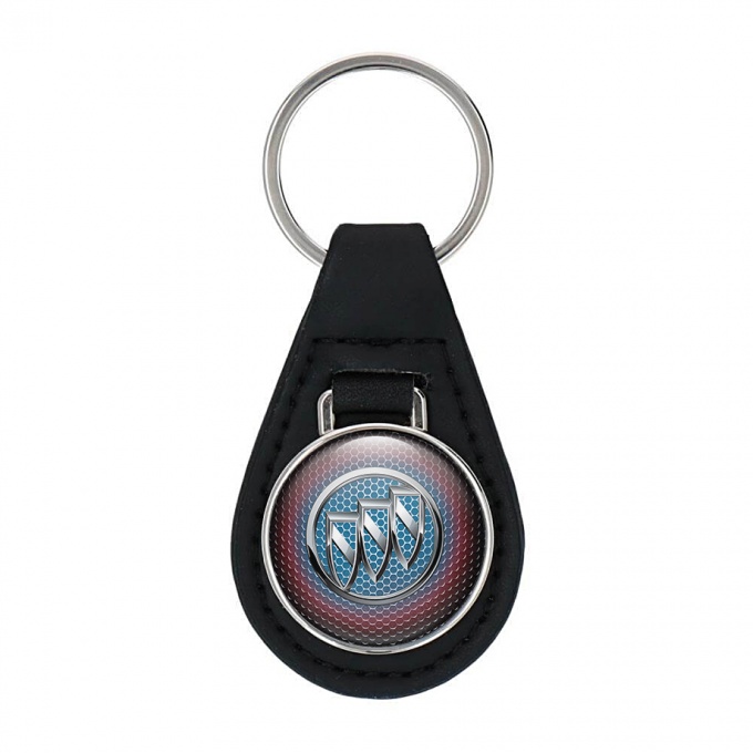 Buick Leather Keychain Red Blue Chrome Design