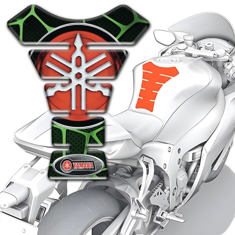 Yamaha Tank Pad Protector Black Base with Green Patterns Design 