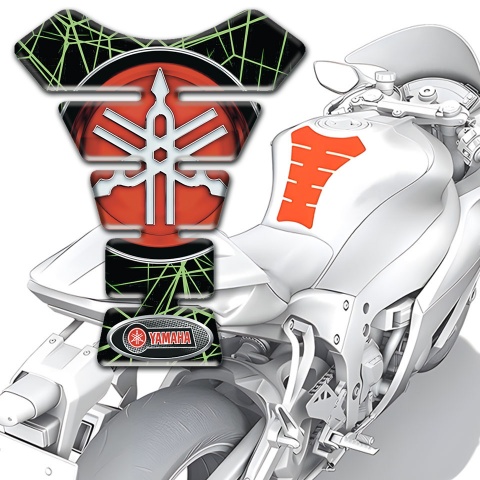 Yamaha Tank Pad Protector Green Spider Web and Big Red Logo 