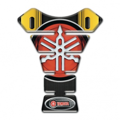 Yamaha Tank Pad Protector Stylish Black Yellow Base Classsic Red logo 