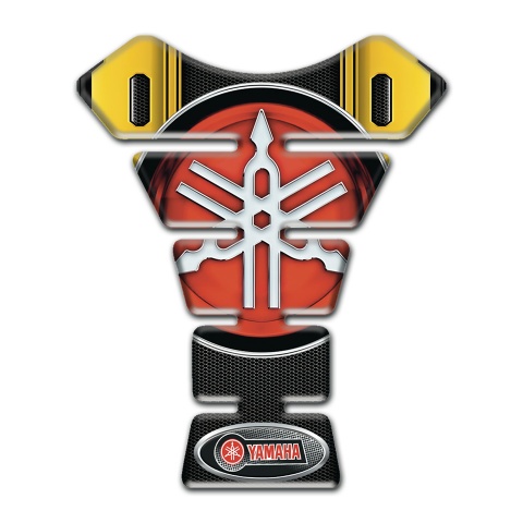 Yamaha Tank Pad Protector Stylish Black Yellow Base Classsic Red logo 