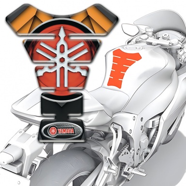 Yamaha Tank Guard Pads Orange Black base Style Big Logo edition 