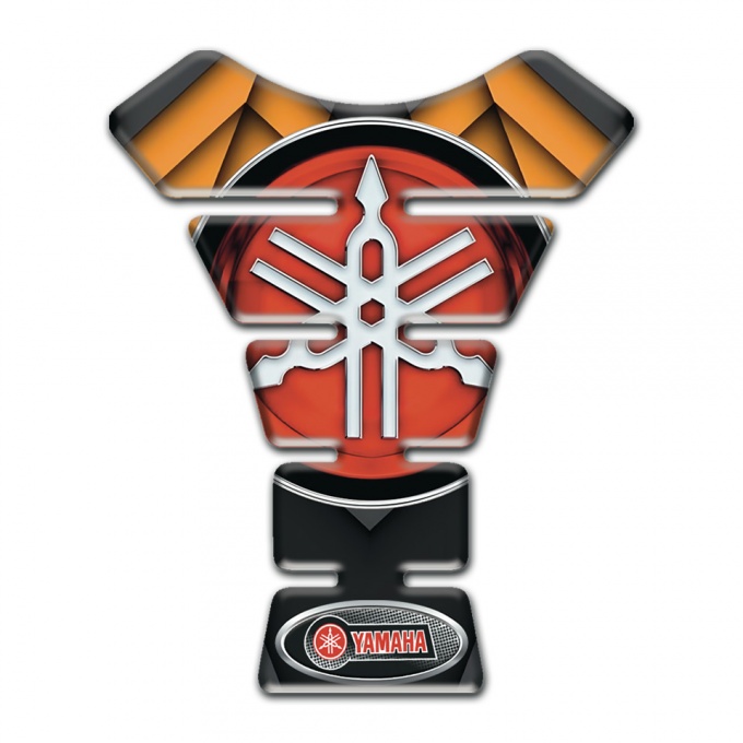 Yamaha Tank Guard Pads Orange Black base Style Big Logo edition 