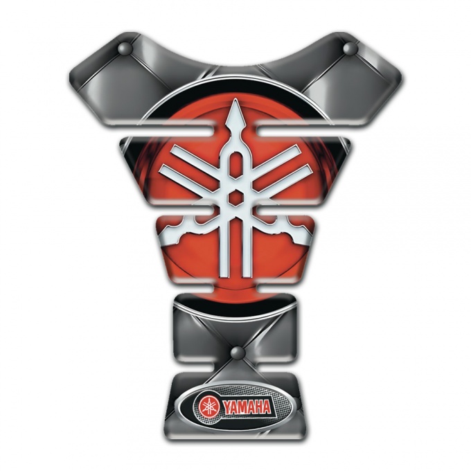 Yamaha Tank Guard Pads Gray Leather effect with Big Classic Logo 